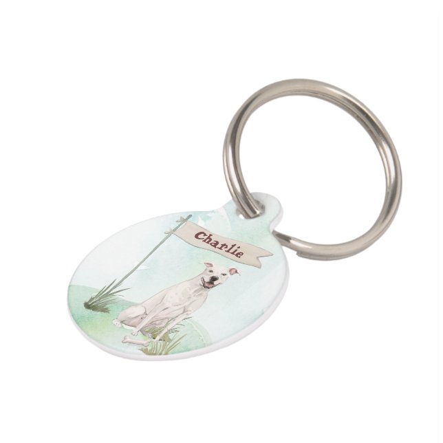 Placa Para Mascotas Nombre personalizado American Staffordshire Terrie (Lateral)