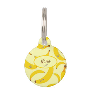 Placa Para Mascotas Nombre personalizado Bananas Cat