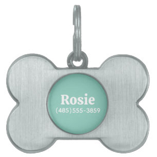 Placa Para Mascotas Nombre personalizado de Aqua y número de teléfono