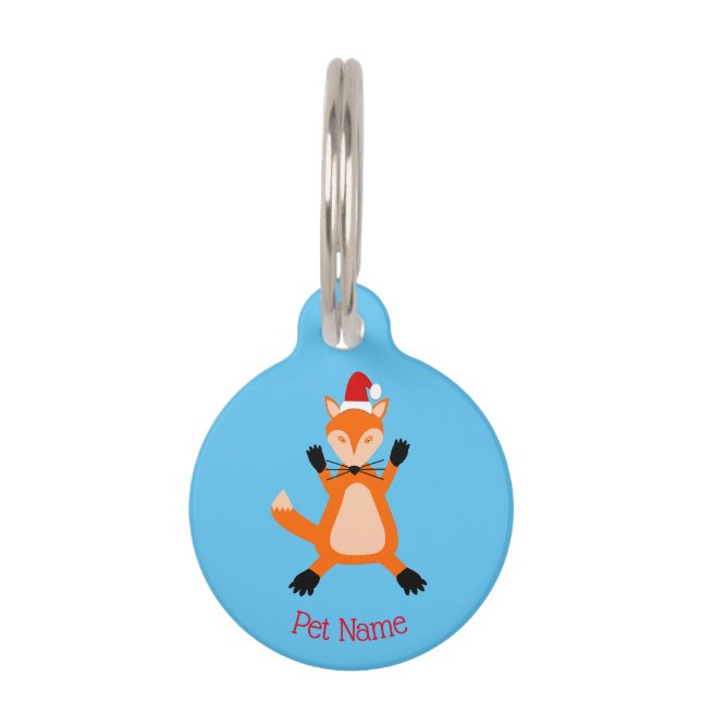 Placa Para Mascotas Nombre personalizado de Fox Navidades de corte (Anverso)