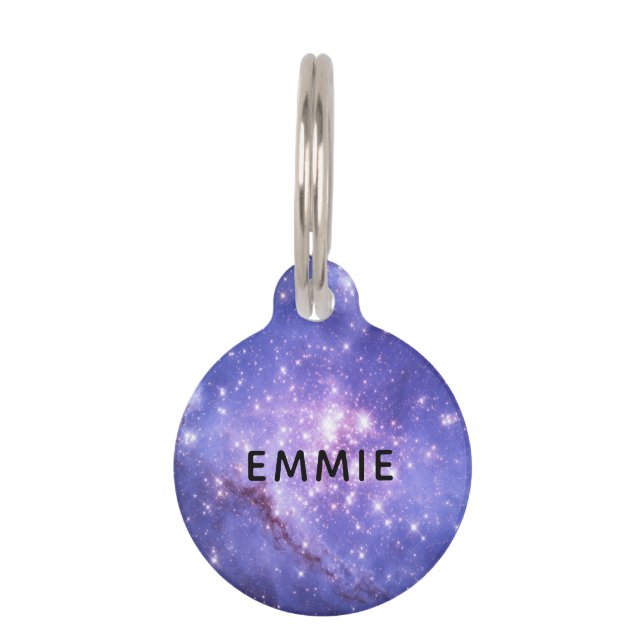 Placa Para Mascotas Nombre personalizado de la galaxia de estrellas es (Anverso)