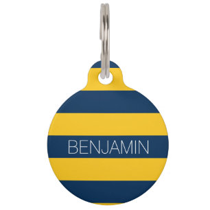 Placa Para Mascotas Nombre personalizado de las franjas de rugby amari