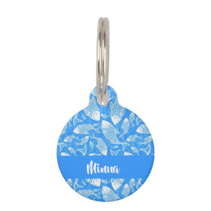 Placa Para Mascotas Nombre personalizado de pez blanco
