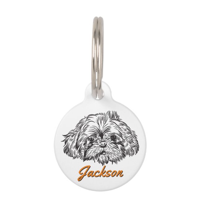 Placa Para Mascotas Nombre personalizado de Shih Tzu Perg Lover (Anverso)