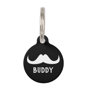 Placa Para Mascotas Nombre personalizado del bigote del manillar blanc