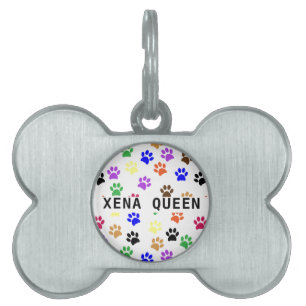 Placa Para Mascotas Nombre personalizado del perro Huella de pata colo