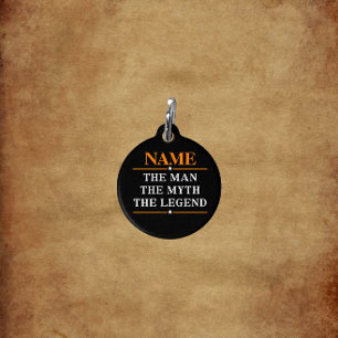 Placa Para Mascotas Nombre personalizado el hombre el mito la leyenda