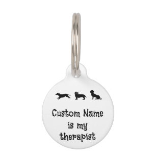 Placa Para Mascotas Nombre personalizado es mi Terapeuta Cute Dachshun