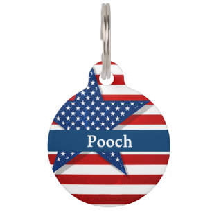 Placa Para Mascotas Nombre personalizado Etiqueta de mascota patriótic