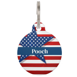 Placa Para Mascotas Nombre personalizado Etiqueta de mascota patriótic