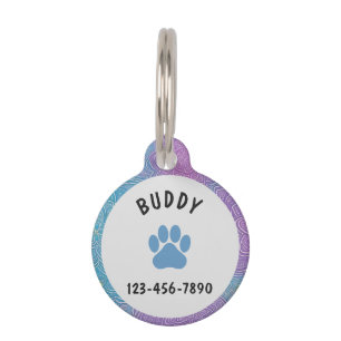 Placa Para Mascotas Nombre personalizado Impresión de tracción floral 