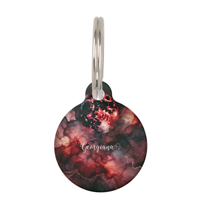Placa Para Mascotas Nombre Personalizado Luna de Sangre Misteriosa Hal (Anverso)