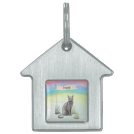 Placa Para Mascotas Nombre personalizado Mascota de gato ruso azul