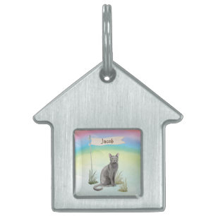 Placa Para Mascotas Nombre personalizado Mascota de gato ruso azul