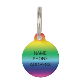 Placa Para Mascotas Nombre personalizado moderno arco iris contacto in