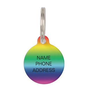 Placa Para Mascotas Nombre personalizado moderno arco iris contacto in