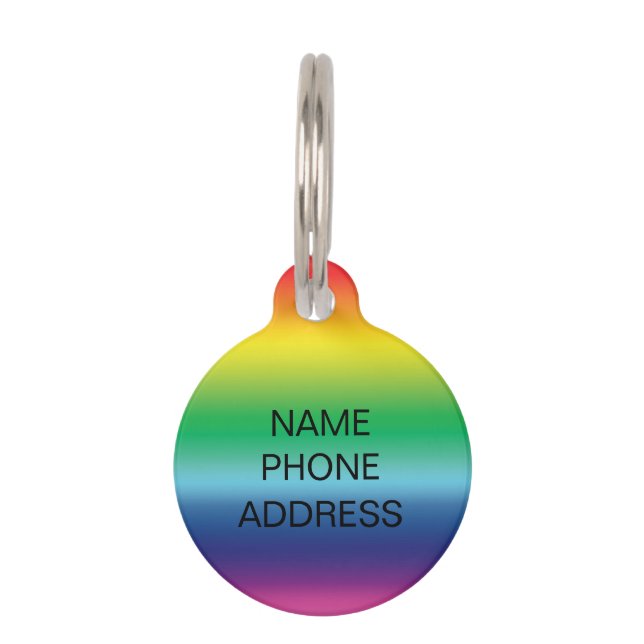 Placa Para Mascotas Nombre personalizado moderno arco iris contacto in (Anverso)