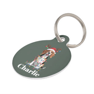 Placa Para Mascotas Nombre Personalizado Navidad Beagle Amante de Perr
