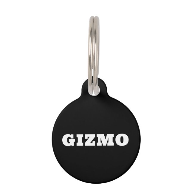 Placa Para Mascotas Nombre personalizado negrita Perro negro (Anverso)