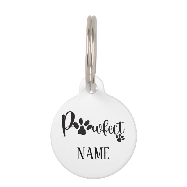 Placa Para Mascotas Nombre personalizado Pawprint Perro estilo (Anverso)