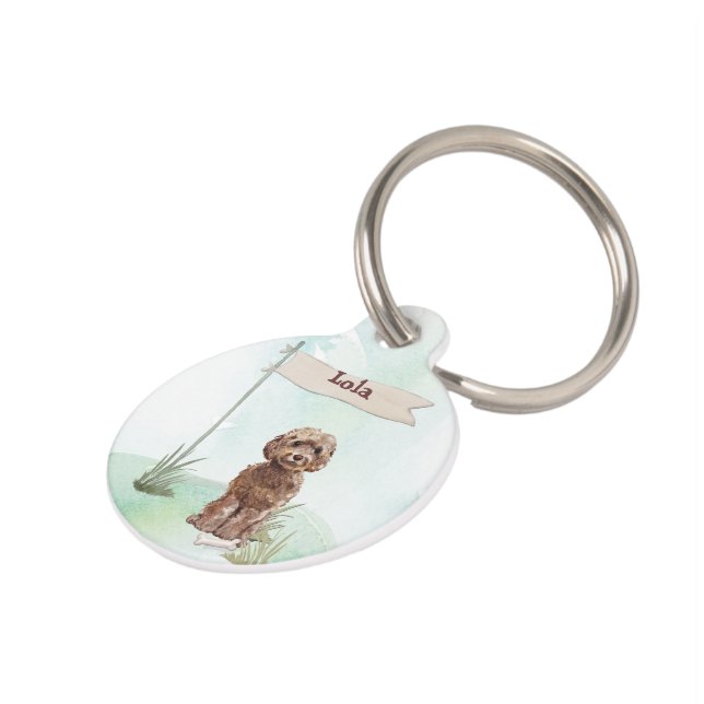 Placa Para Mascotas Nombre personalizado Perro Mascota de Cockapoo mar (Lateral)