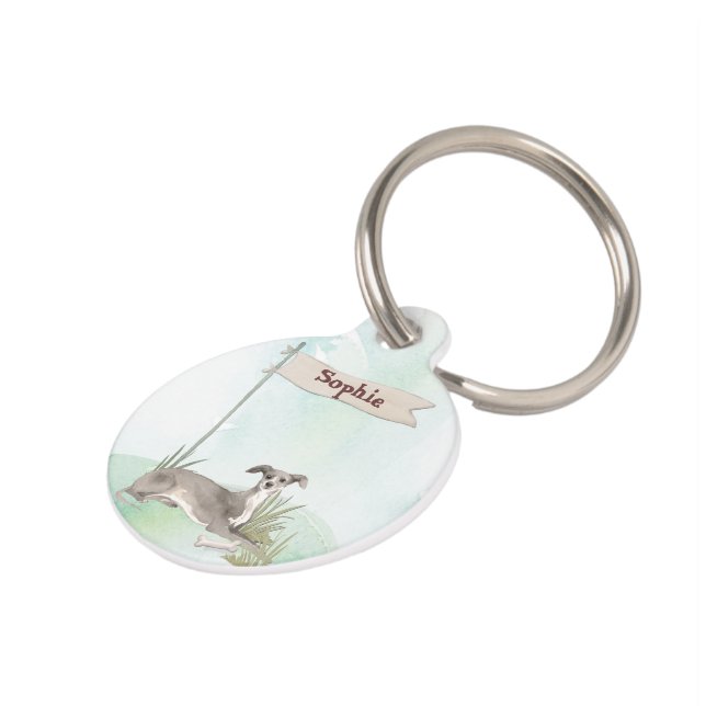 Placa Para Mascotas Nombre personalizado: perro Mascota de Greyhound i (Lateral)