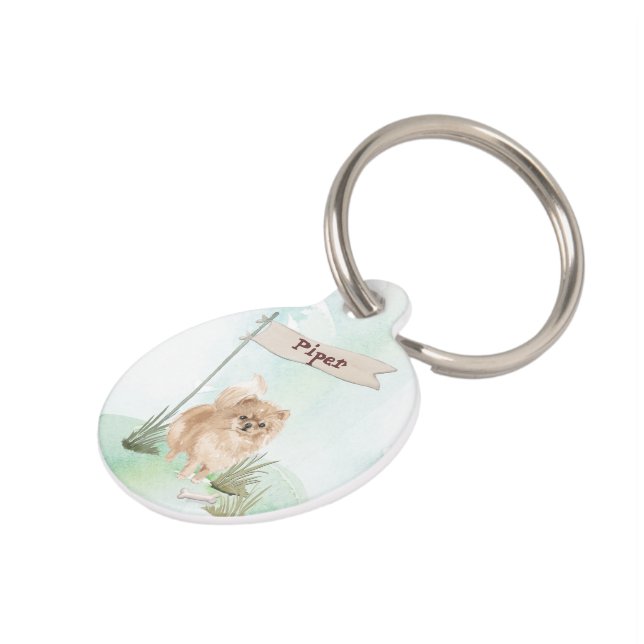 Placa Para Mascotas Nombre personalizado Perro Mascota pommerano (Lateral)