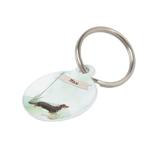 Placa Para Mascotas Nombre personalizado perro negro y Mascota de Tan