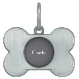 Placa Para Mascotas Nombre personalizado personalizado Foto arte gris 