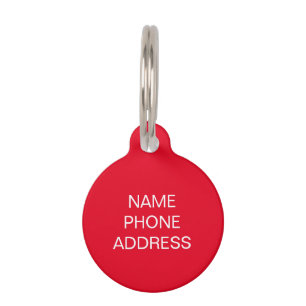 Placa Para Mascotas Nombre personalizado rojo simple información de co