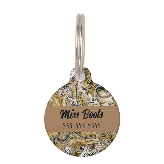 Placa Para Mascotas Nombre personalizado Swirl Marble Wild Swirl