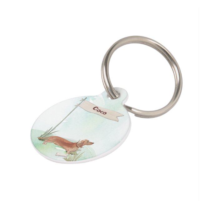 Placa Para Mascotas Nombre personalizado Tan Dachshund Perro Mascota (Lateral)