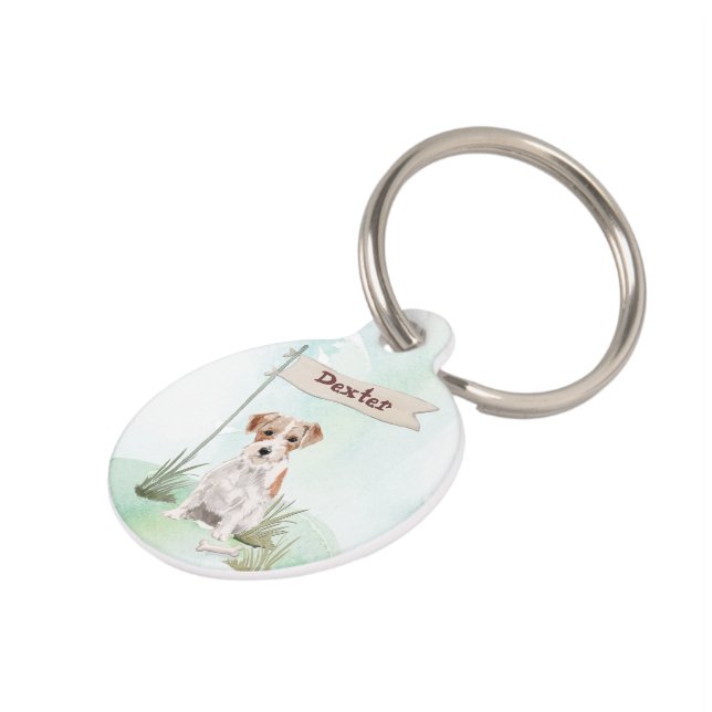 Placa Para Mascotas Nombre personalizado Wire Haired Jack Russell Masc (Lateral)