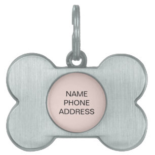 Placa Para Mascotas Nombre simple rosa dirección de perro hueso de per
