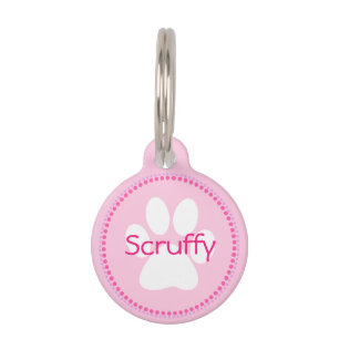 Placa Para Mascotas Nombre y dirección de perro rosado Etiqueta de per