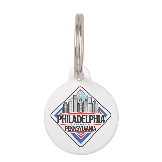 Placa Para Mascotas Nombre y texto personalizados Filadelfia Pennsylva (Anverso)