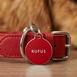 Placa Para Mascotas Nombres de Perros Personalizados Simples Rojo Blan