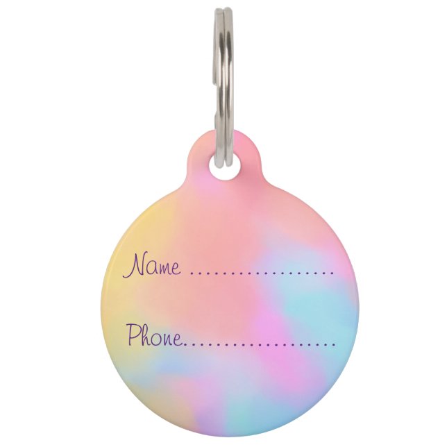 Placa Para Mascotas nube de arcoíris (Reverso)