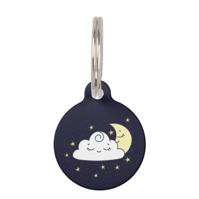 Placa Para Mascotas Nube y luna (Anverso)