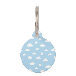 Placa Para Mascotas Nubes de Personalizado blanco sobre el patrón de