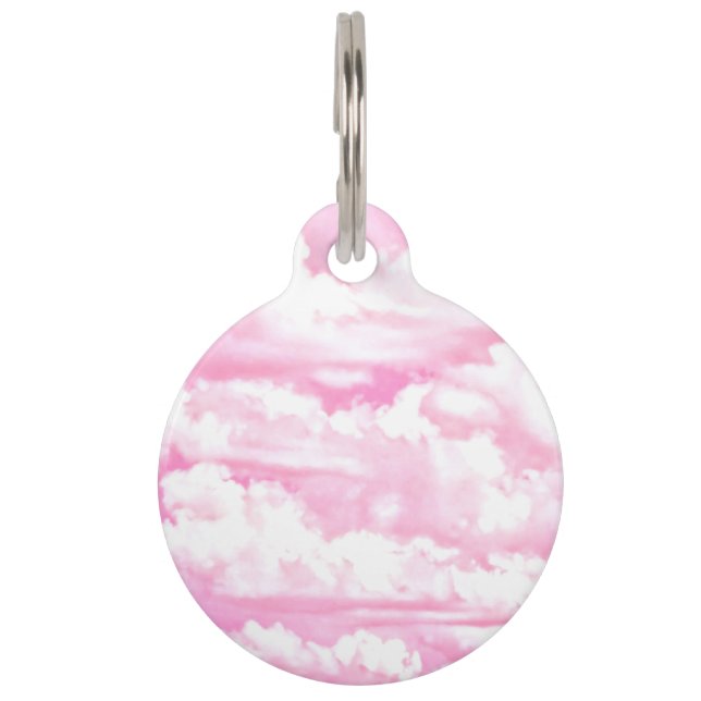 Placa Para Mascotas Nubes femeninas rosadas fucsias suaves (Anverso)
