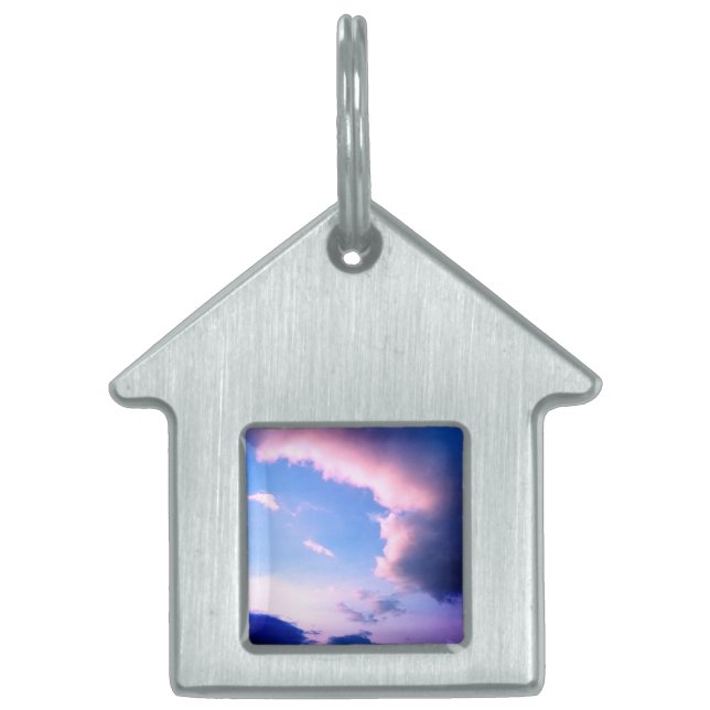 Placa Para Mascotas Nubes rosadas (Frente)