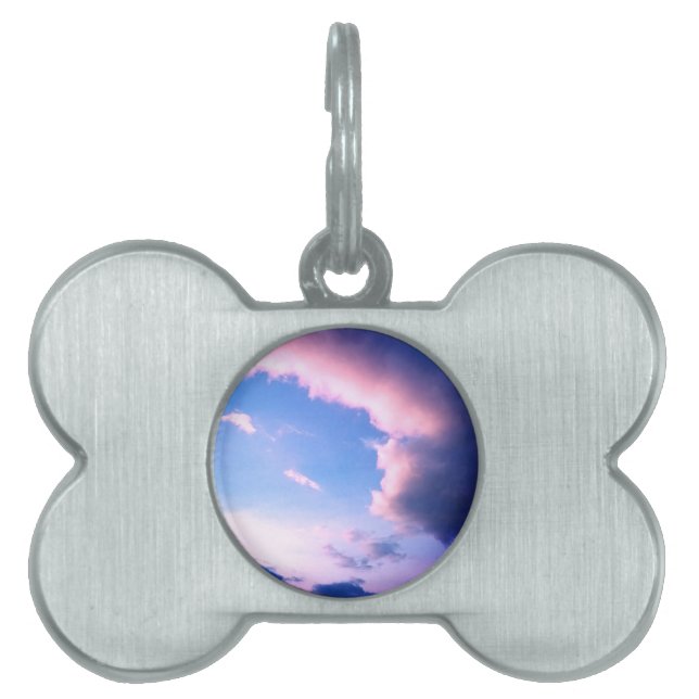 Placa Para Mascotas Nubes rosadas (Frente)