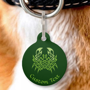 Placa Para Mascotas Nudo Celta Cangrejo Verde