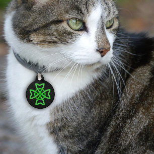 Placa Para Mascotas Nudo celta verde irlandés