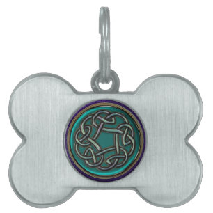 Placa Para Mascotas Nudo céltico metalizado del verde de jade