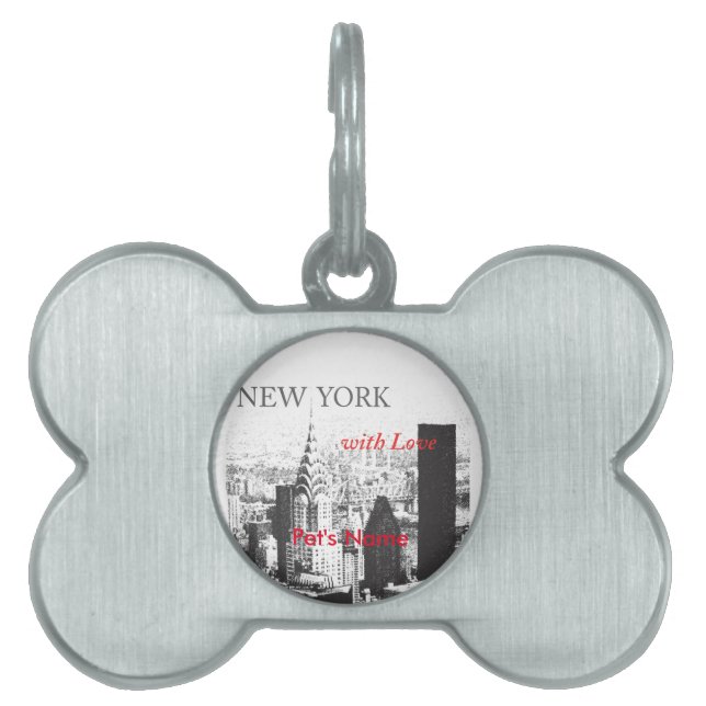 Placa Para Mascotas Nueva York con amor (Frente)