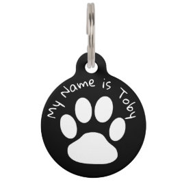 Placa Para Mascotas Número conocido blanco y negro de la etiqueta y de