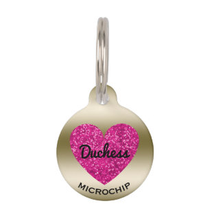 Placa Para Mascotas Número de teléfono rosado lindo personalizado de