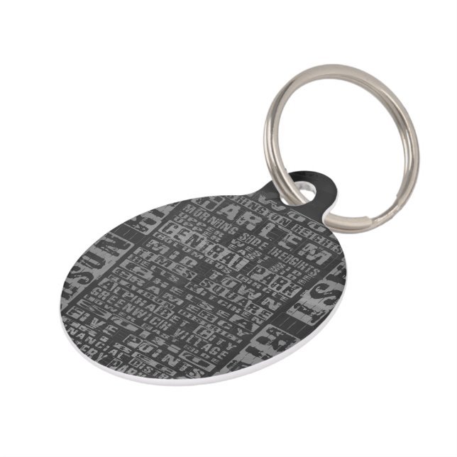 Placa Para Mascotas NYC Vecindarios Gris (Lateral)